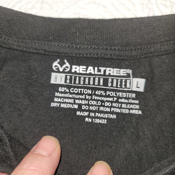 124. RealTree Short Sleeve T-Shirt Black Sz L - Picture 6 of 6